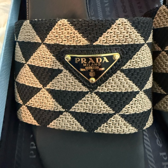 Prada Black and Cream Geometric Heels Size 36 - Picture 2 of 8